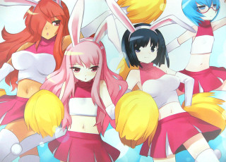 Anime girls blue sky rabbit - cloud and a sun free wallpaper