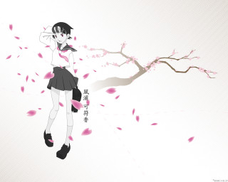 Woman anime flowers tree school - purism free wallpaper