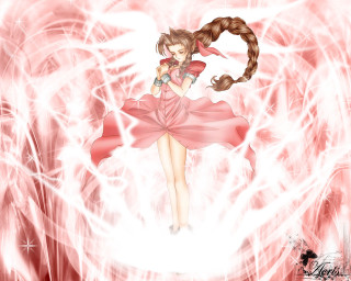 Girl ponytailed pinkdress redbow anime - a pink dress free wallpaper