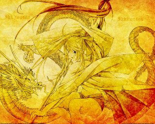 Woman dragon kimono moon sun - a drawing of a woman free wallpaper