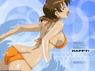 Cartoon girl bikini happy message - a cartoon girl in a bikini free wallpaper