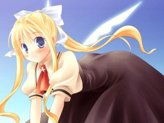 Anime girl blonde hair sword 3 - a rock free wallpaper