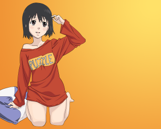 Woman red shirt blue bag 2 - anime visual free wallpaper