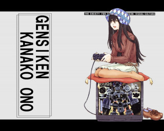 Woman sitting computer hat microphone - official art free wallpaper for desktop
