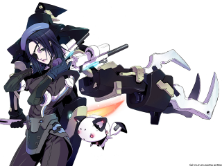 Woman cat gun mecha portrait - and a cat free wallpaper