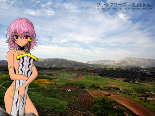 Pink hair banana giantess landscape - a rock free wallpaper