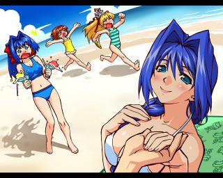 Beach anime girls summer bikini - other woman free wallpaper