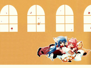 Anime couple couch autumn cat - a couch in front free wallpaper