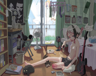 Aya goda anime cyberpunk cat - the floor next free wallpaper