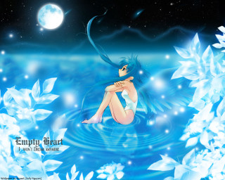 Moonlit water girl aurora fireflies - full free wallpaper