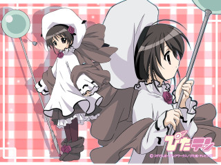 Pink checkered anime characters manga - background free wallpaper