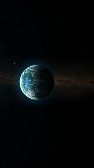 Blue planet black background stars - matte painting free wallpaper