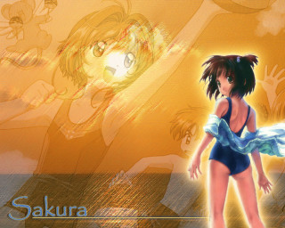Girl swimsuit yellow background ayu - front free wallpaper