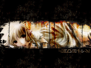 Girl elf anime fire brown - background behind her free wallpaper