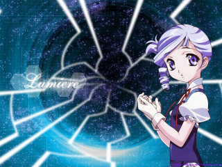Purple hair girl blue dress 2 - luminous free wallpaper