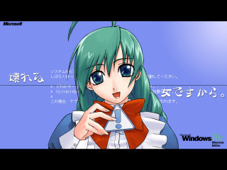 Anime girl green hair blue 3 - the screen free wallpaper