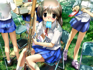 Girls violin summer nature sitting - chair free wallpaper