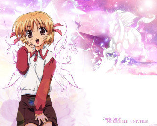Anime girl blonde red skirt - a purple background free wallpaper