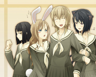 Anime girls bunny ears dresses 2 - a group of anime girls free wallpaper