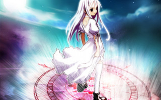 Gothic anime woman white dress 2 - background free wallpaper