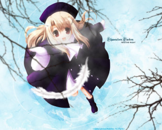 Anime girl flying hat branch - kyoto animation free wallpaper