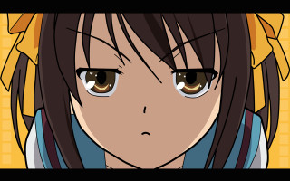 Anime girl brown eyes blue - a yellow ribbon free wallpaper