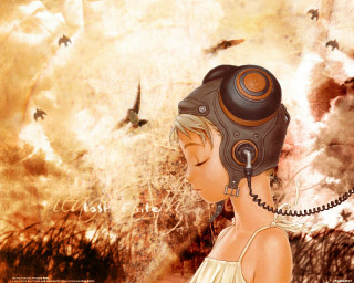 Girl helmet phone birds sky - a sky full free wallpaper