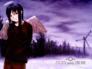 Angel girl snow windmill purple - a windmill in the background free wallpaper