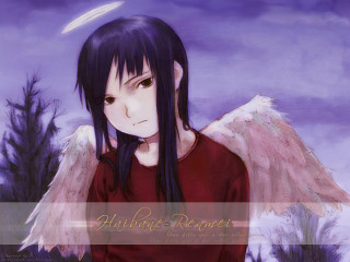 Girl angel wings purple background 2 - official art free wallpaper for desktop