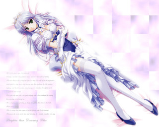 Anime girl white hair blue 3 - free cyberpunk wallpaper