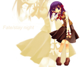 Purple hair girl fate stay - a caption free wallpaper