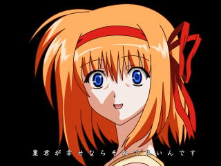 Anime girl blue eyes orange - a bow free wallpaper
