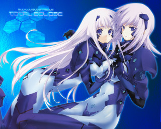 Two anime girls white hair - aguri uchida free wallpaper