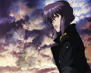 Cloudy sky portrait kusanagi motoko - a cloudy sky free wallpaper