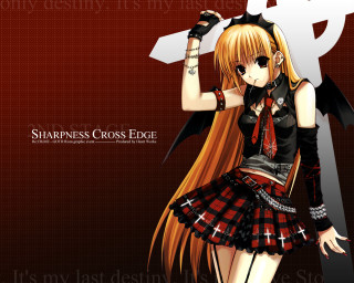 Girl black shirt red skirt - a white sign free wallpaper