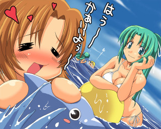 Cartoon girl fish water love - anime art free wallpaper