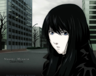 Gothic anime portrait blackhair cityscape - tall building free wallpaper