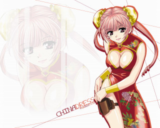 Woman red dress knife anime - long hair and a bow free wallpaper