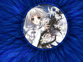 Anime girl flowers blue background - anime visual free wallpaper