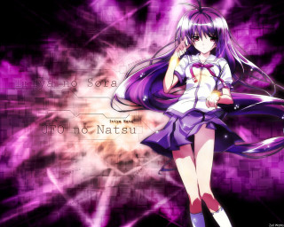 Girl purple dress starry background - visual free wallpaper