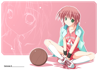 Girl basketball pink background anime 2 - a basketball in front free wallpaper