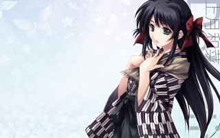 Aguri uchida black hair bow - her neck free wallpaper