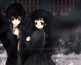 Anime gothic characters darkroom blackdress - background free wallpaper