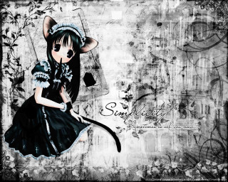 Girl cat knife gothic anime - grungy free wallpaper