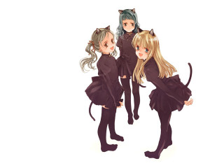 Anime girls cat tails black - cat free wallpaper
