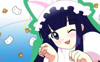 Cartoon girl black hair white - a white hat free wallpaper