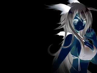 Blue winged woman anime long - white wing free wallpaper