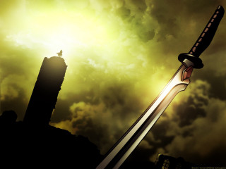 Planted sword cloudy sky mountain - cloudy free wallpaper