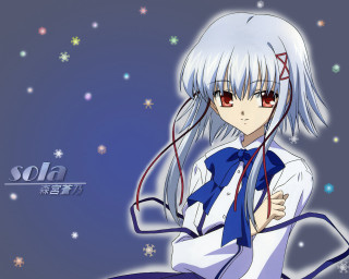 Anime girl white hair red 6 - red eye free wallpaper