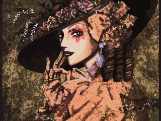 Woman hat feathered dress pipe - steampunk free wallpaper